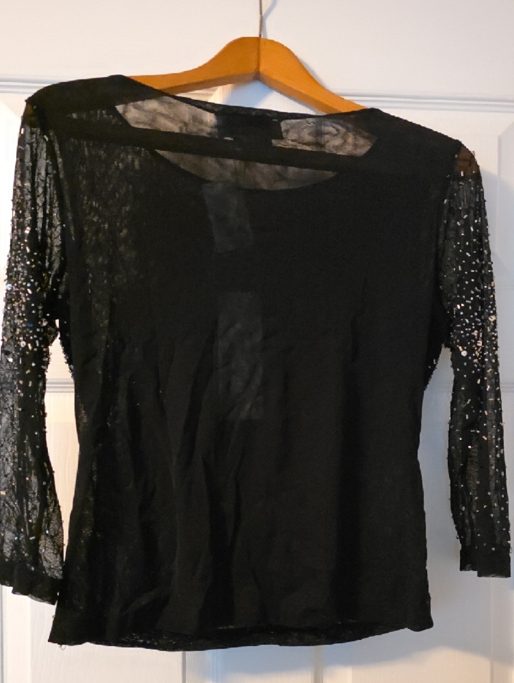 Vera Cristina Black Sequin Party Top - Picture 2 of 5